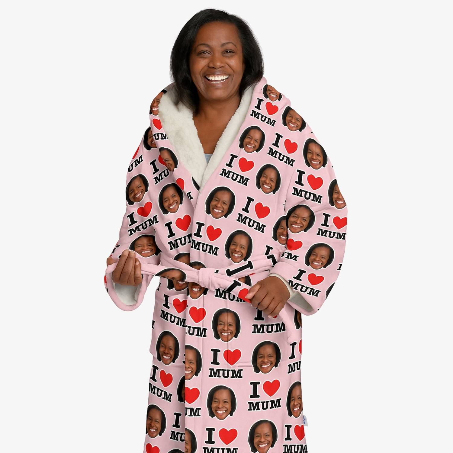 personalised ladies dressing gown Ladies personalised hooded polar bear printed dressing gown Lulabay