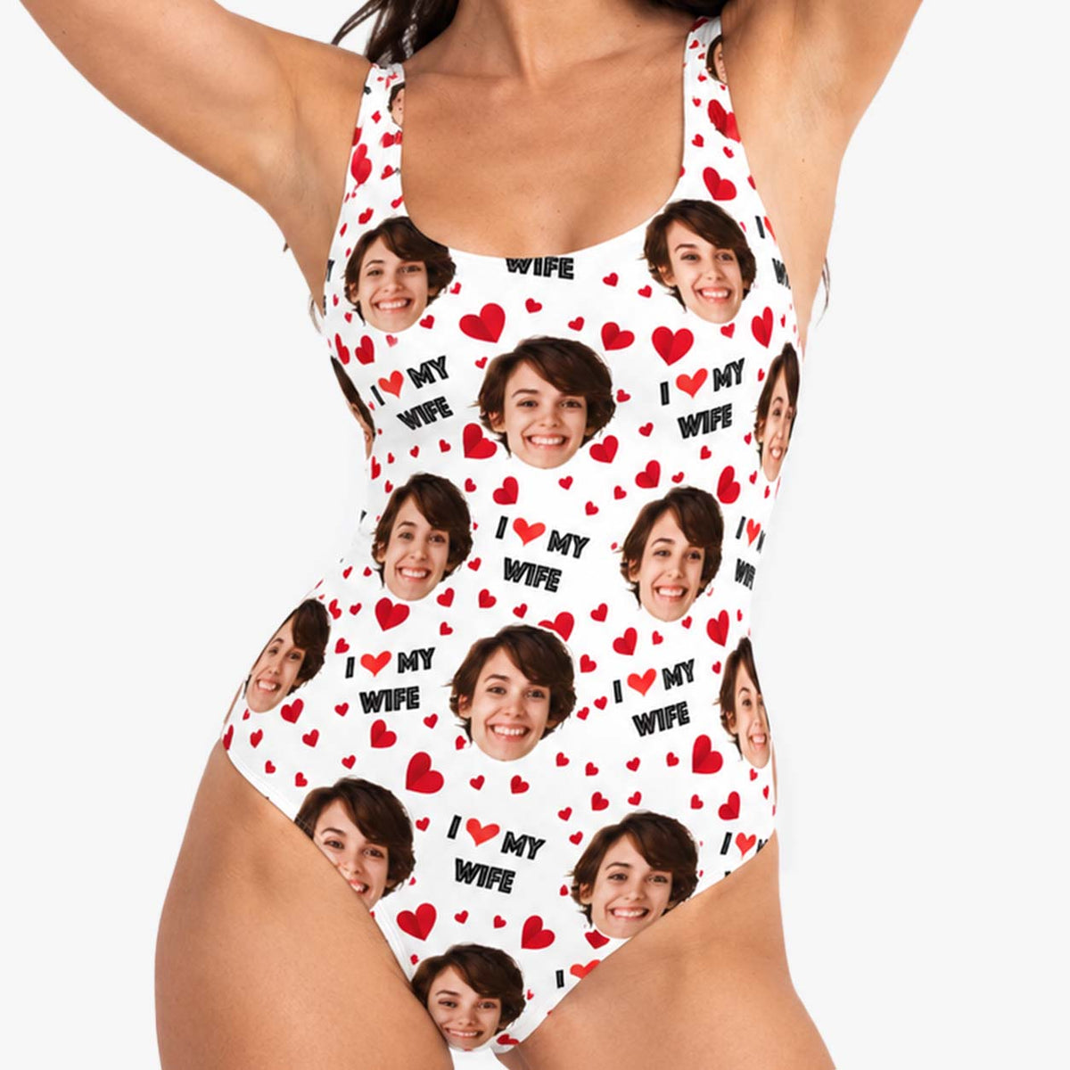 I Love My Wife Swimsuit Personalised With Face