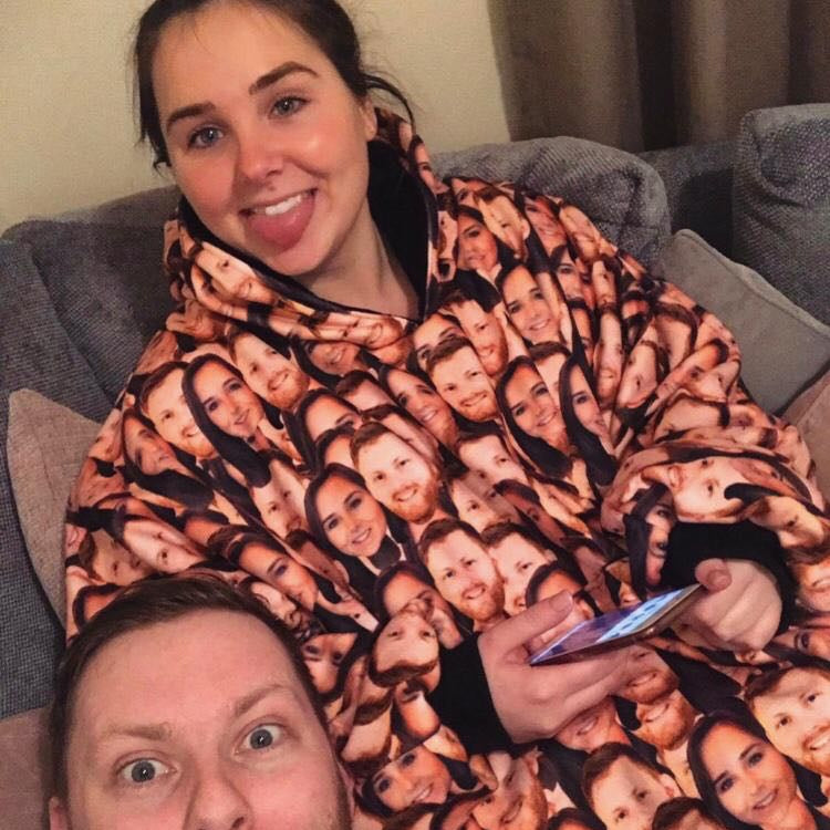 Best Friends Face Mash Hoodie Blanket