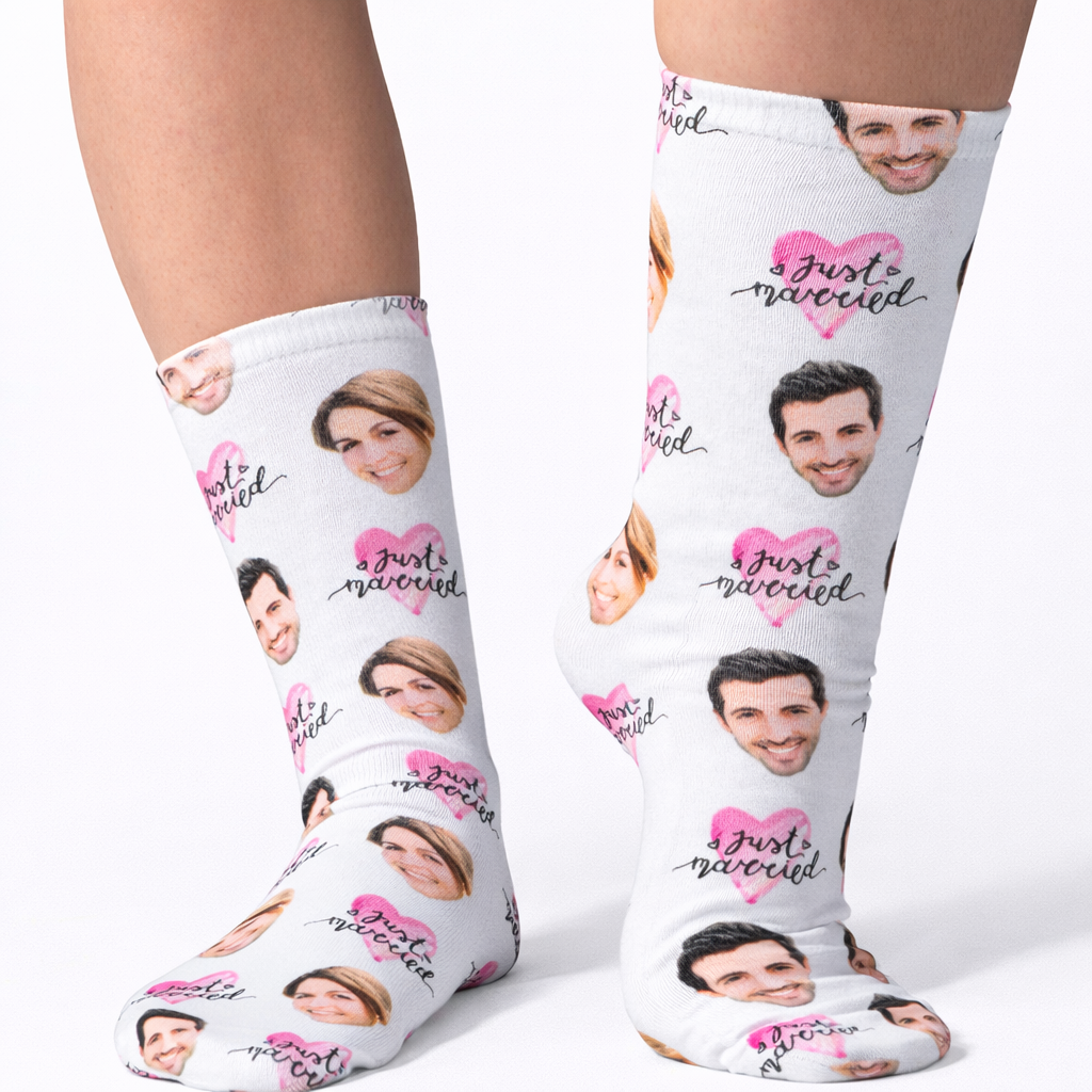 Just Married Cute Face Socks