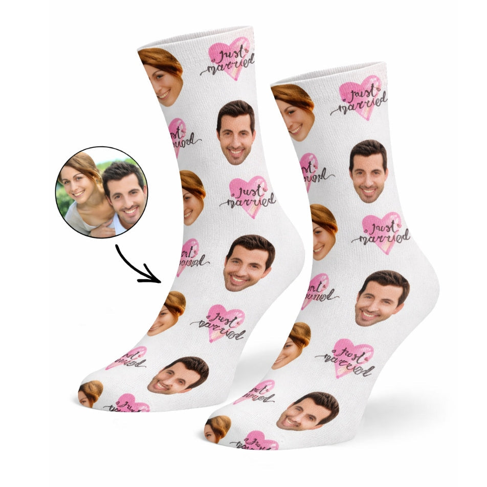 Just Married Cute Face Socks
