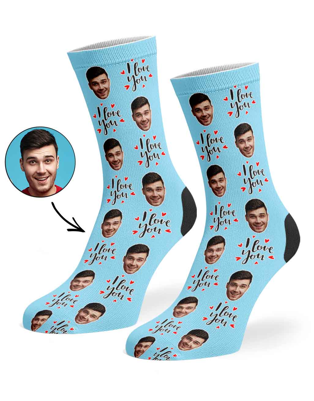 I Love You Custom Face Socks
