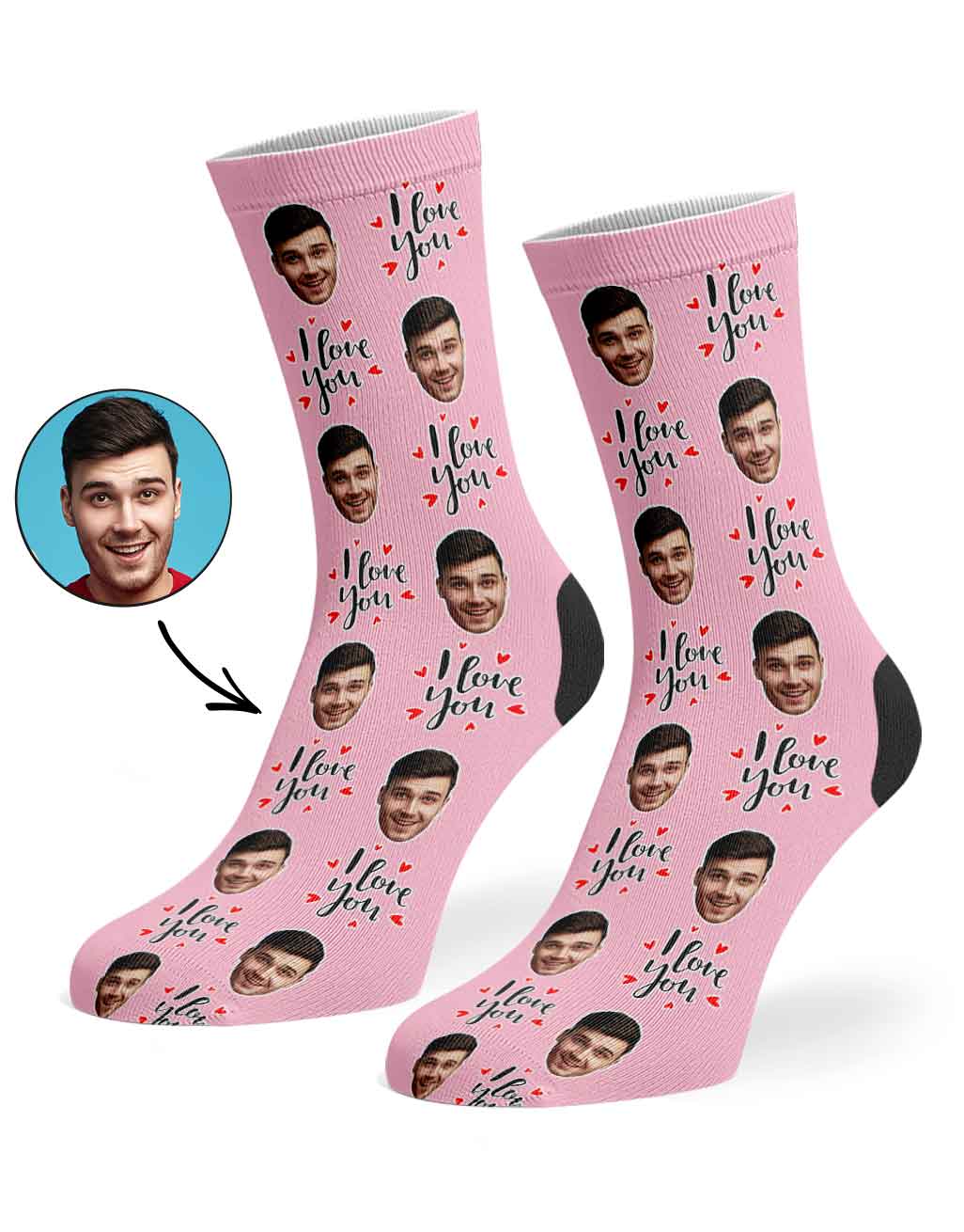 I Love You Custom Face Socks