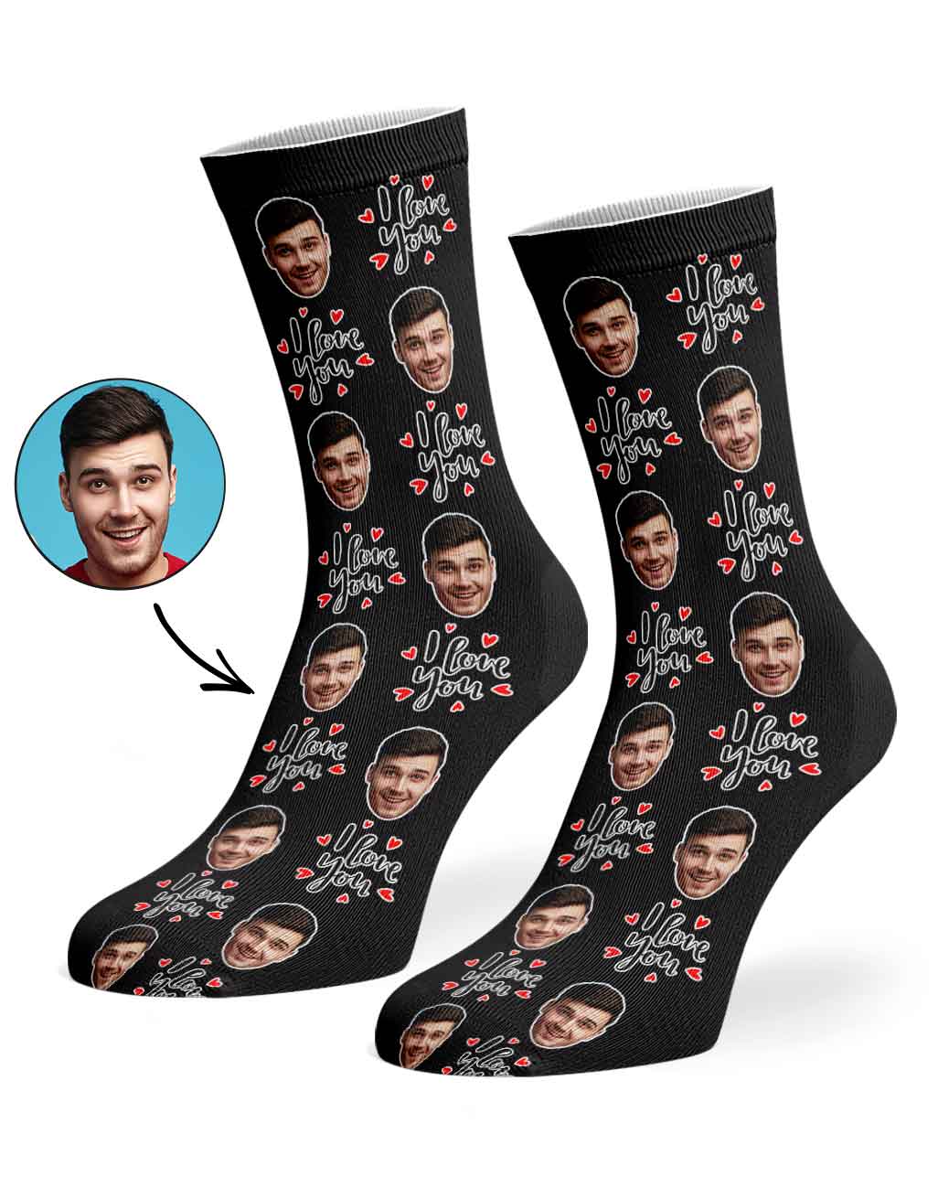 I Love You Custom Face Socks