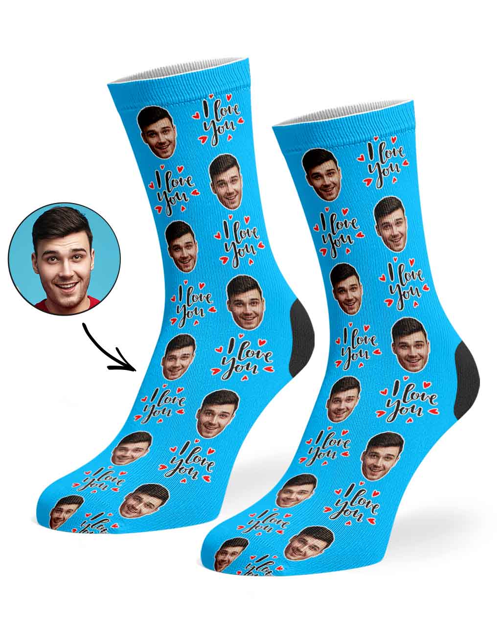 I Love You Custom Face Socks