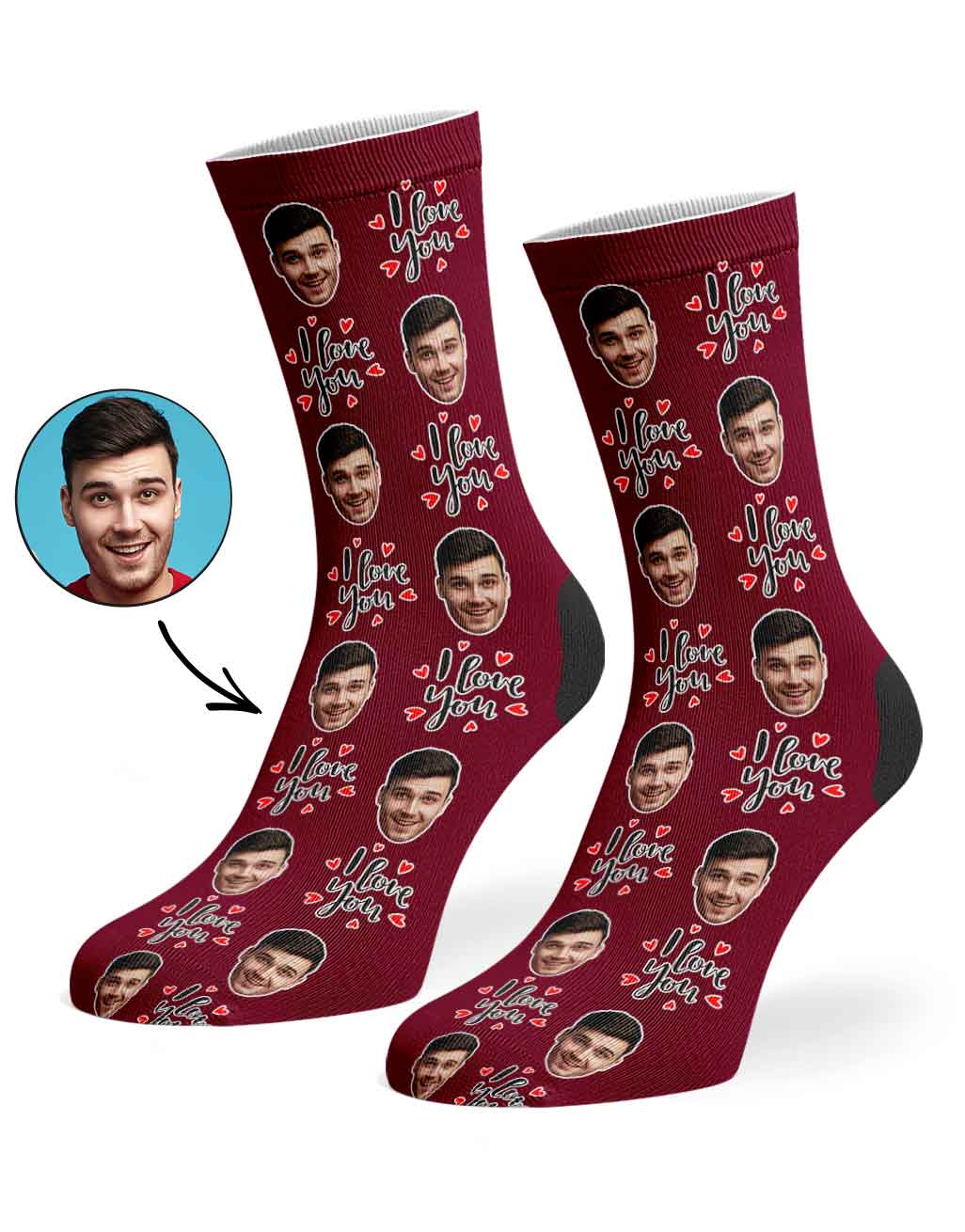 I Love You Custom Face Socks