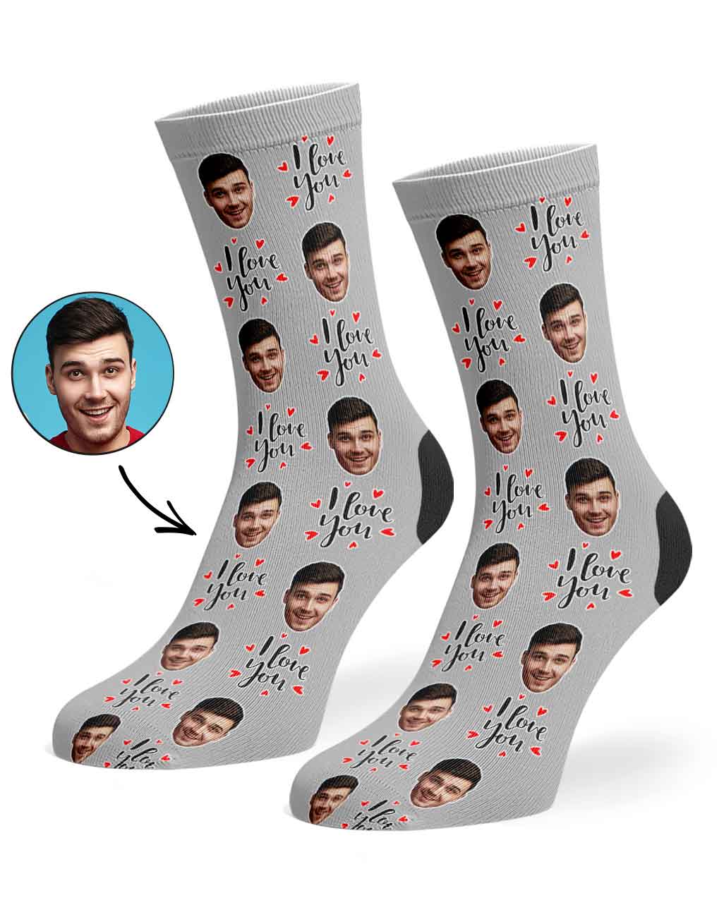 I Love You Custom Face Socks