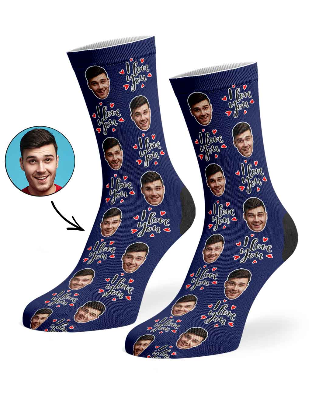 I Love You Custom Face Socks