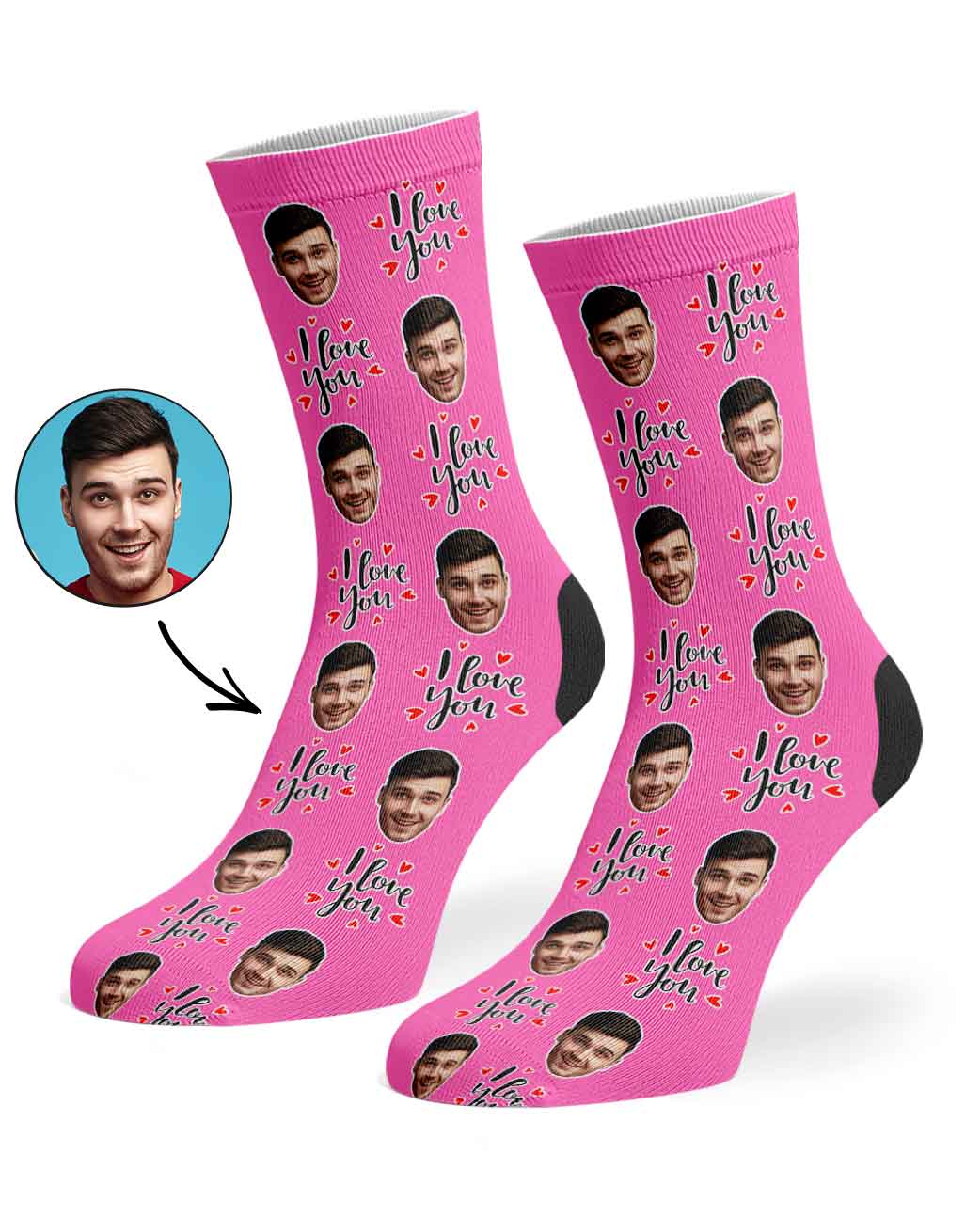 I Love You Custom Face Socks
