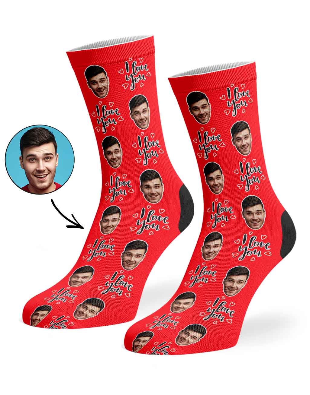 I Love You Custom Face Socks