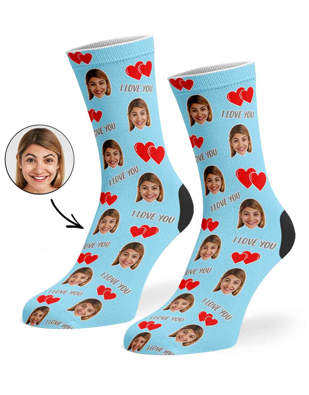 Personalised I Love You Socks with Photo Upload