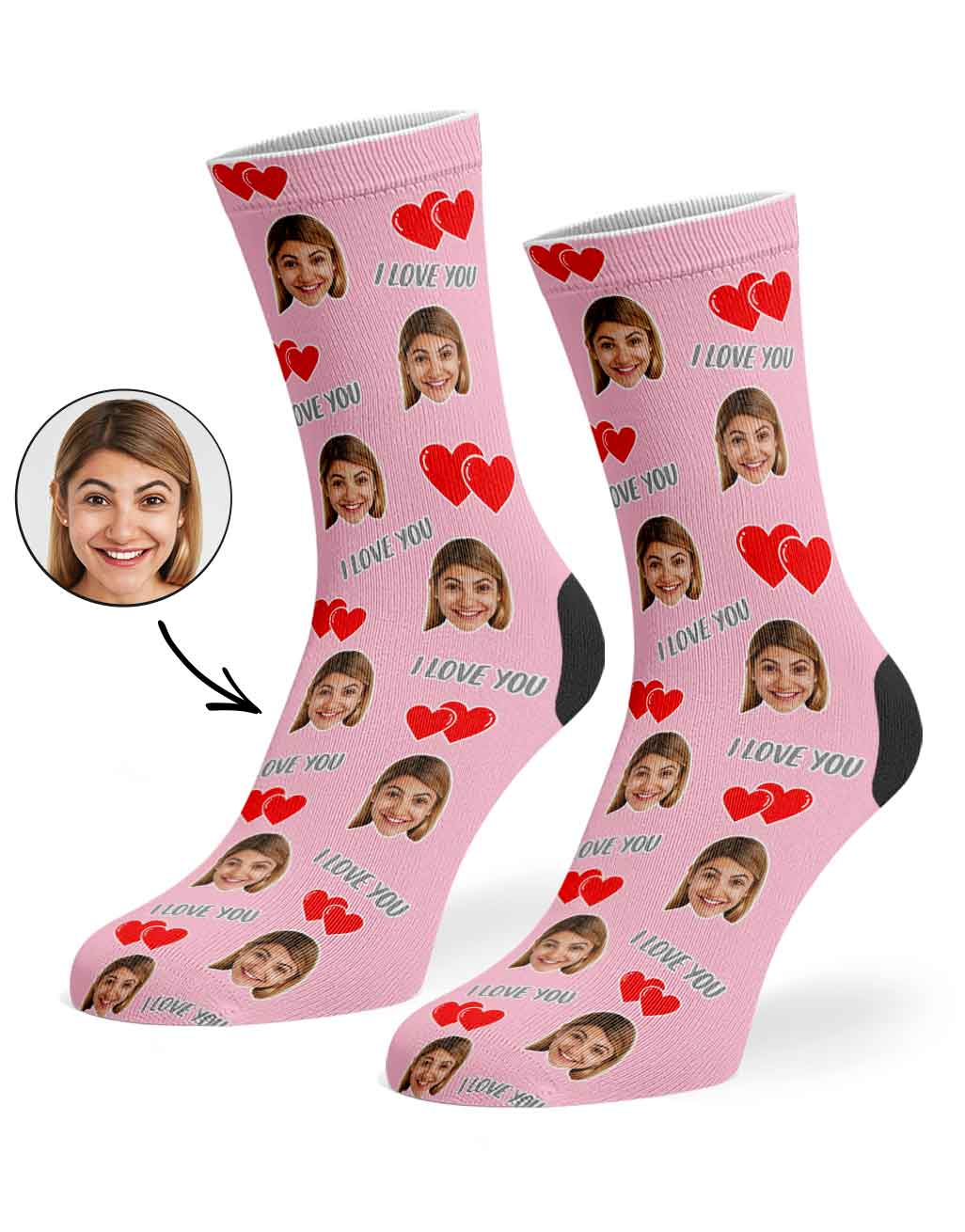 Personalised I Love You Socks with Photo Upload