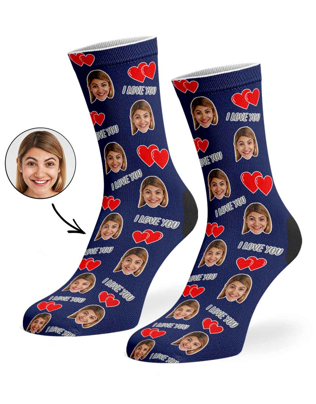 Personalised I Love You Socks with Photo Upload