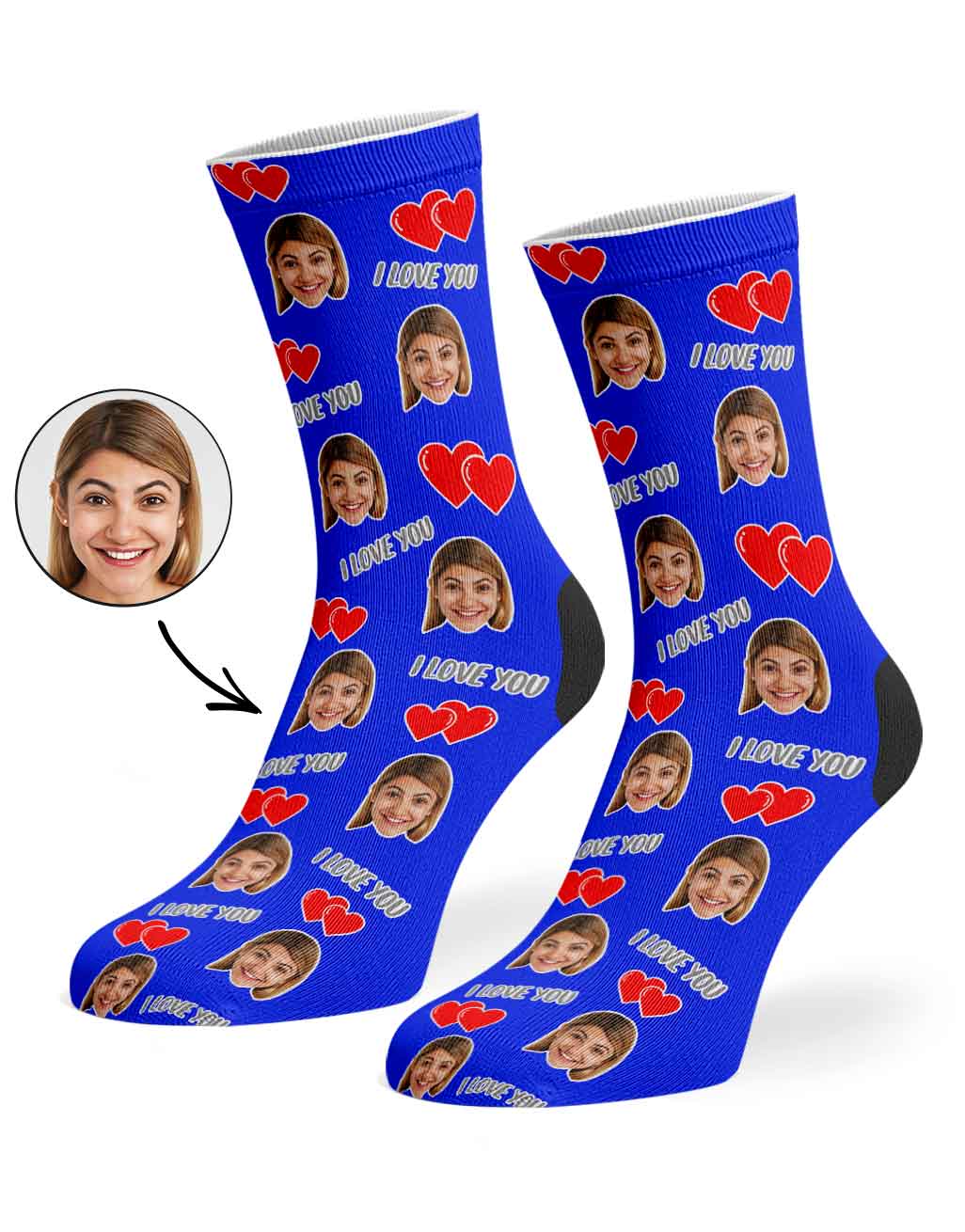 Personalised I Love You Socks with Photo Upload
