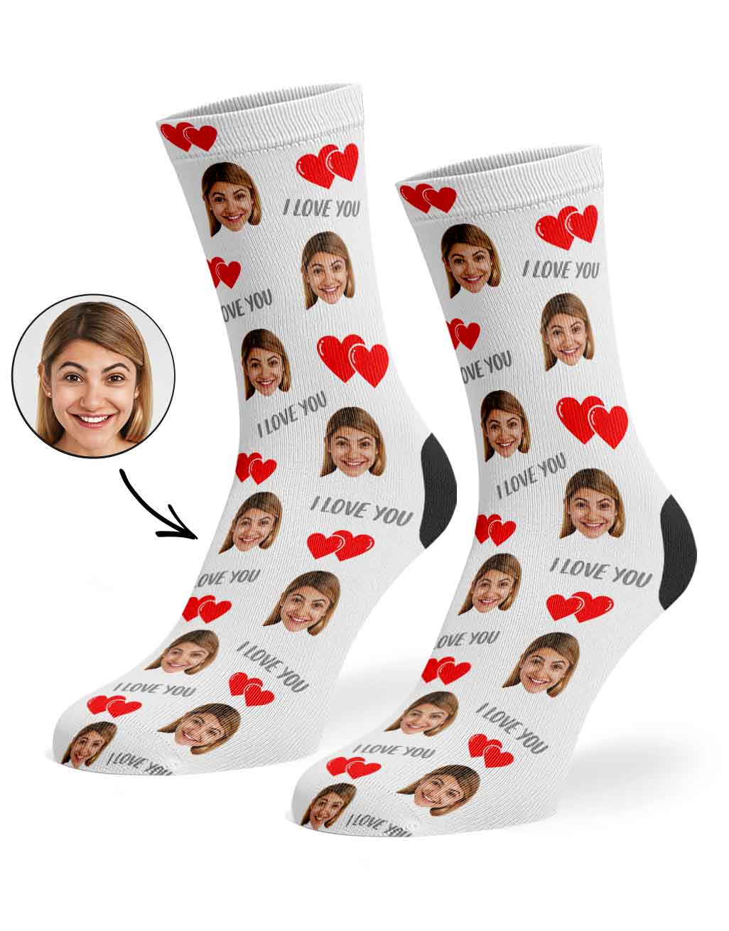 Personalised I Love You Socks with Photo Upload