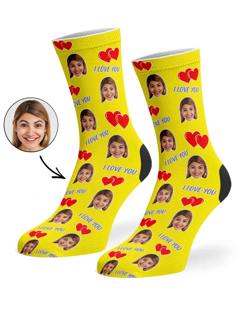Personalised I Love You Socks with Photo Upload