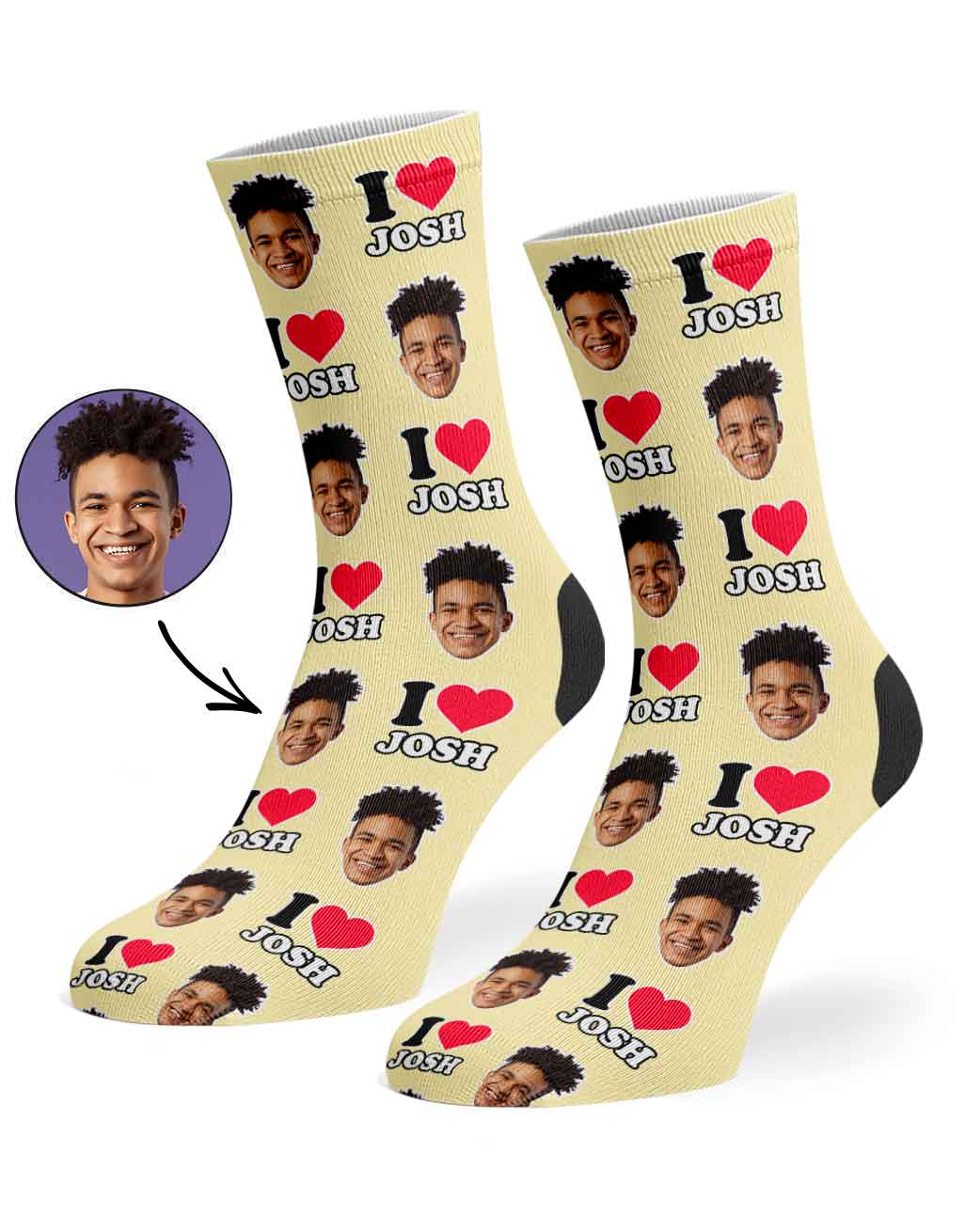 I Heart Name Socks Personalised With Your Face