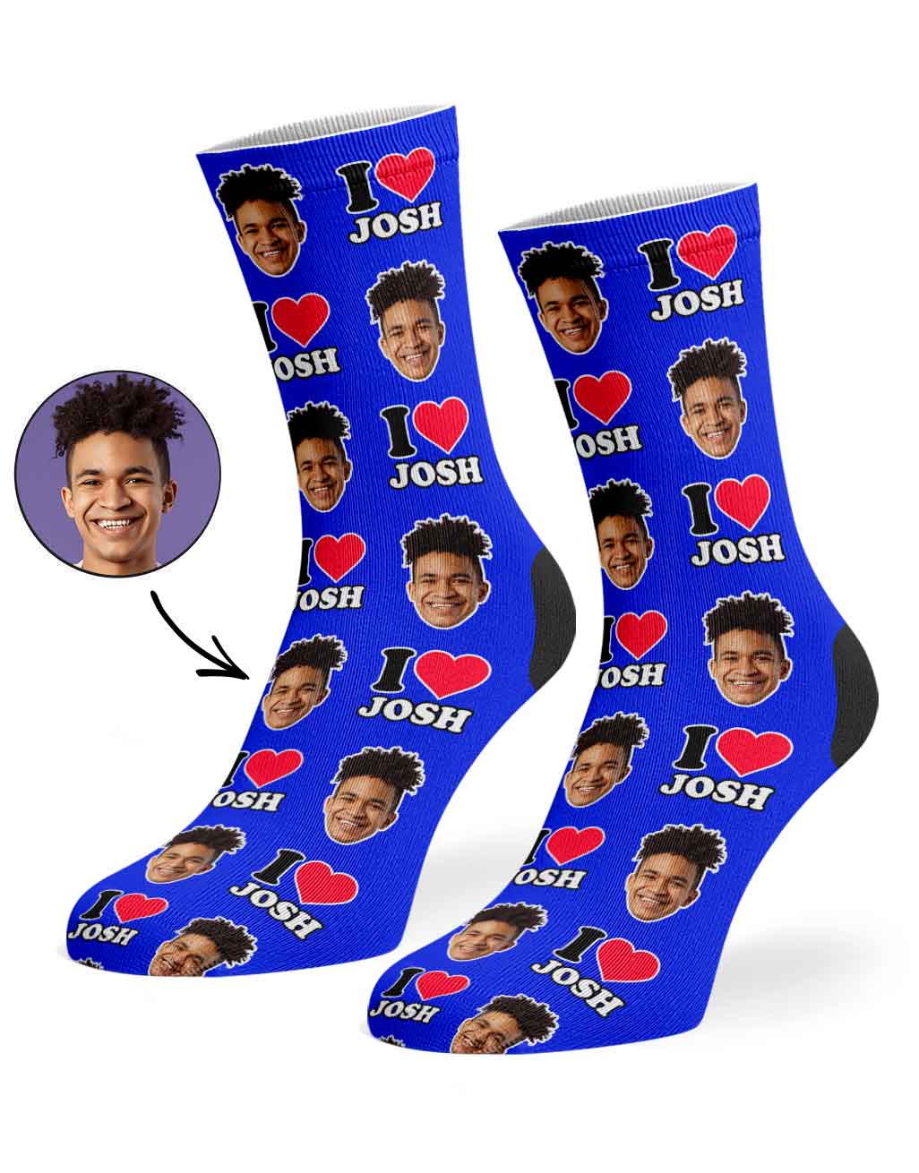 I Heart Name Socks Personalised With Your Face