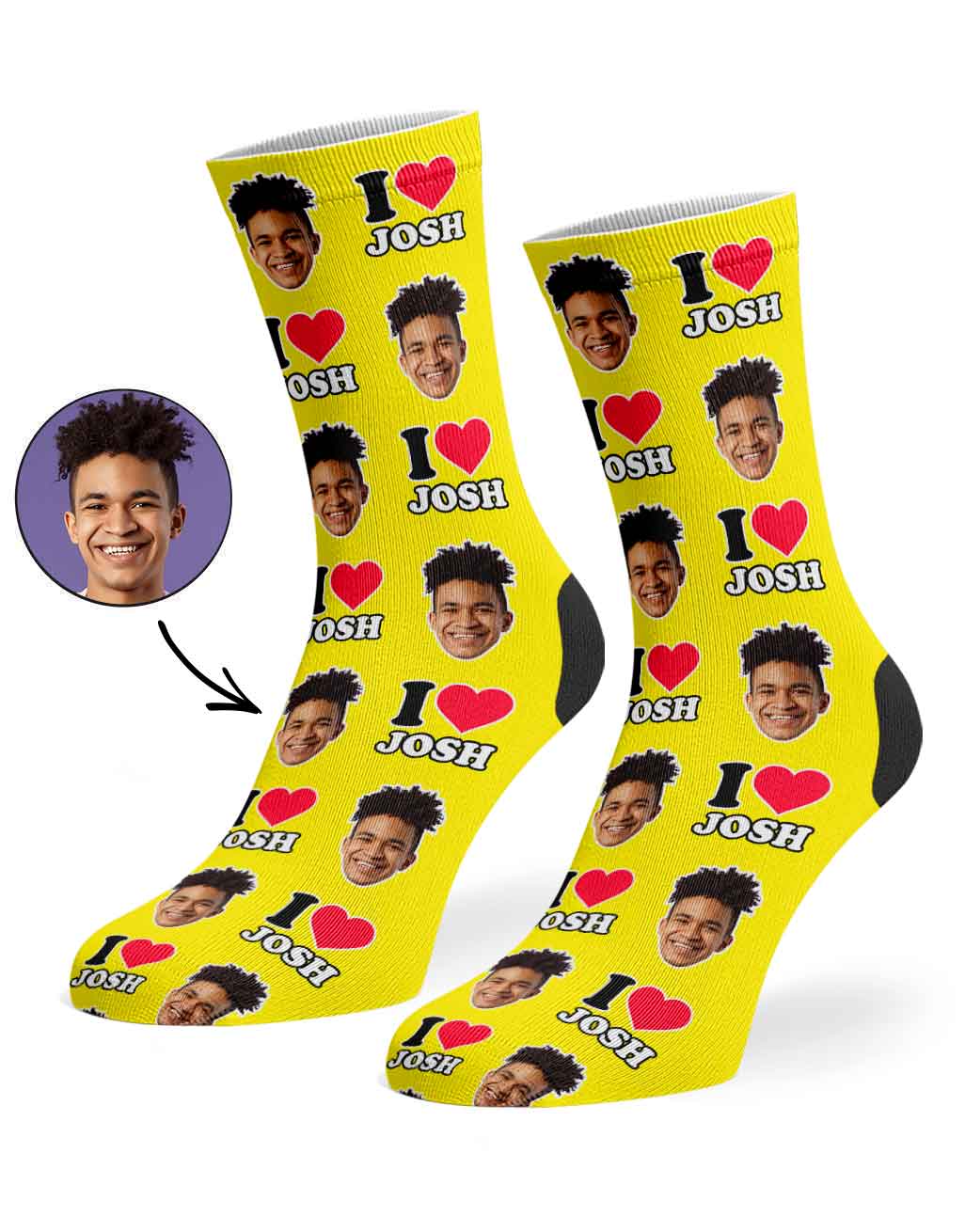 I Heart Name Socks Personalised With Your Face