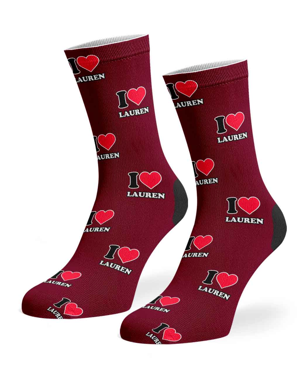 I Heart Name Personalised Socks