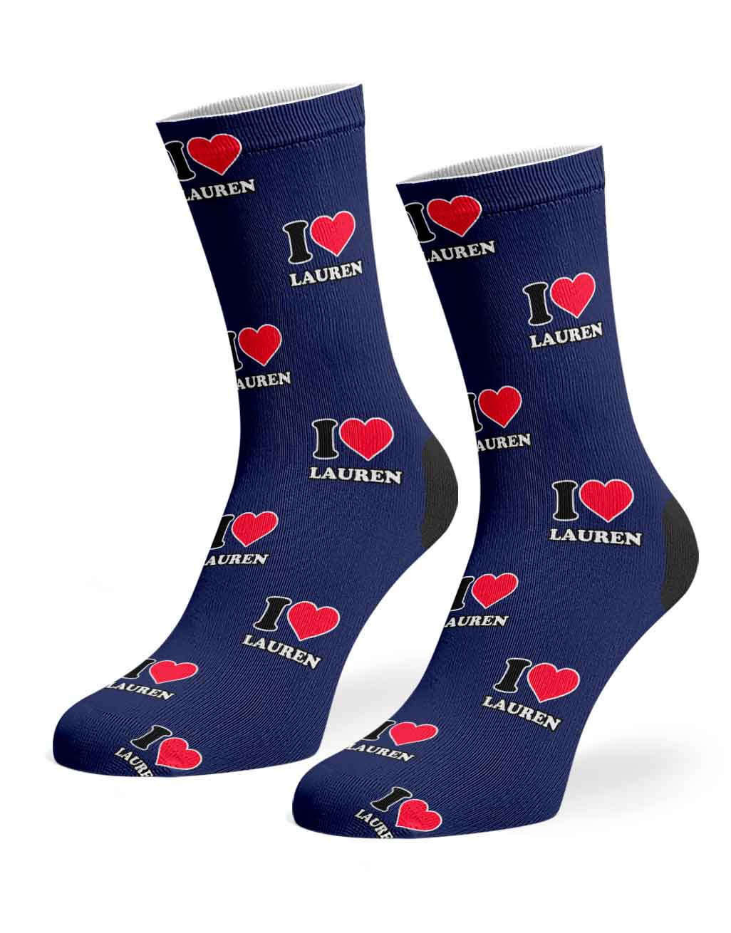 I Heart Name Personalised Socks