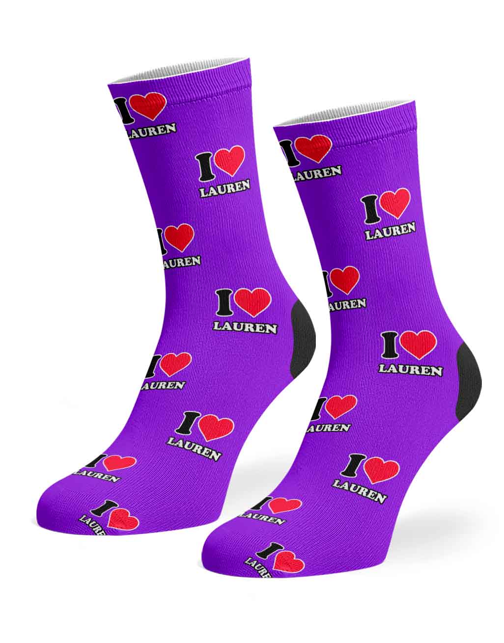 I Heart Name Personalised Socks