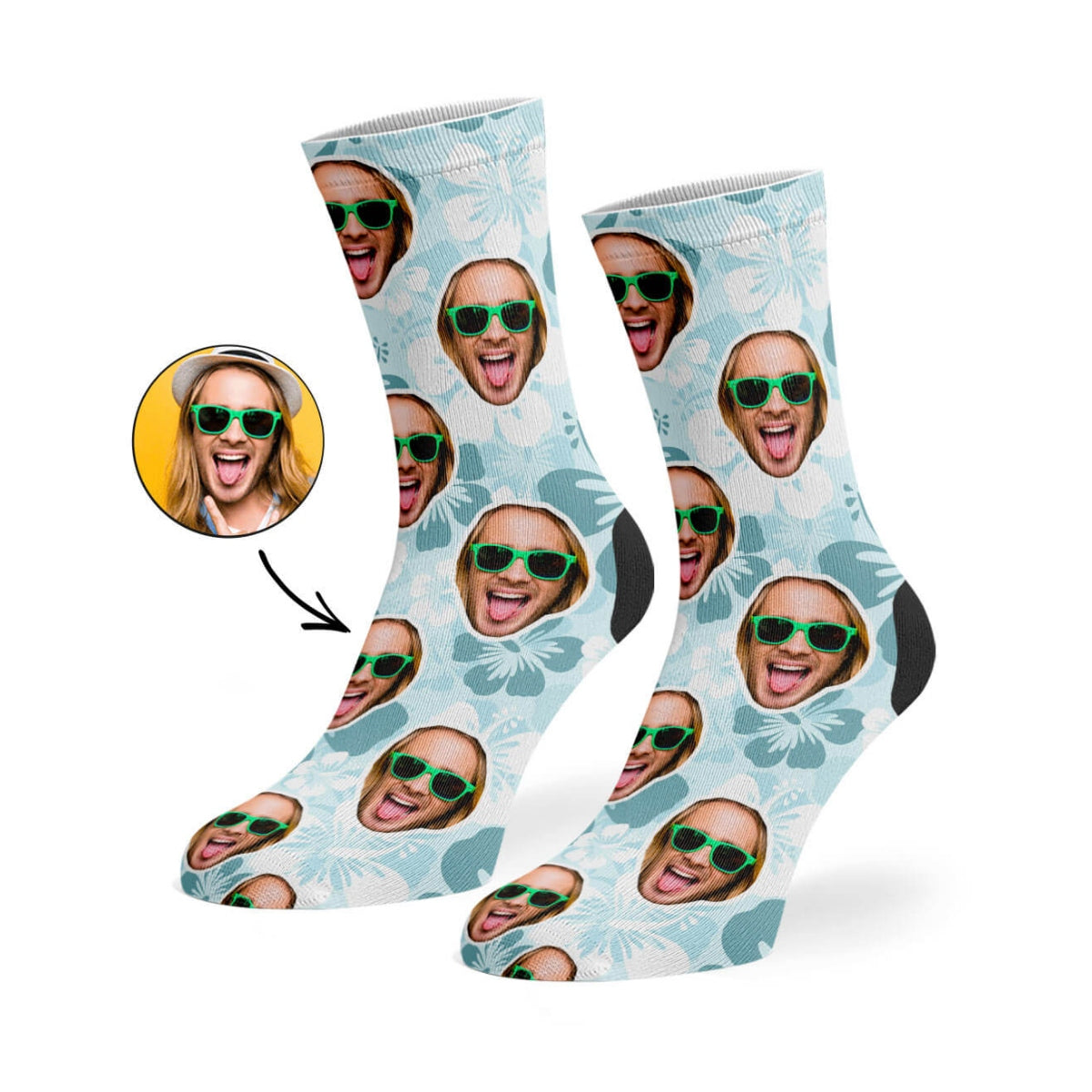 Pale Blue Hawaiian Face Socks