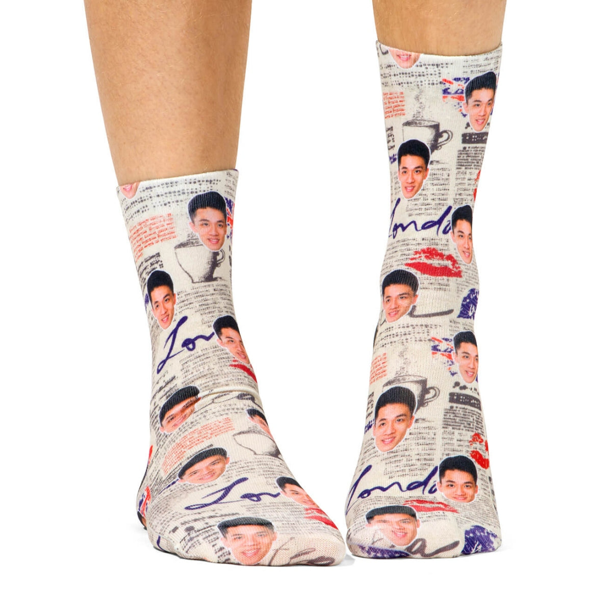 London Newspaper Pattern Socks