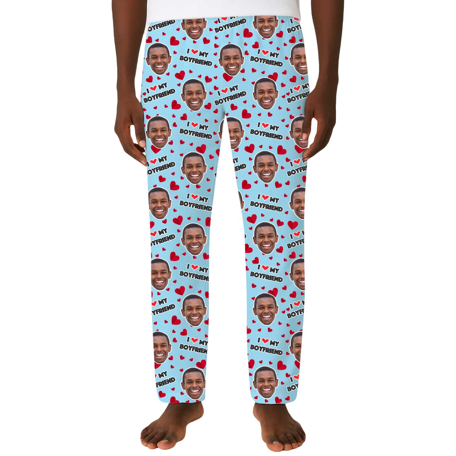 I Love My Boyfriend Custom Men's PJ Bottoms