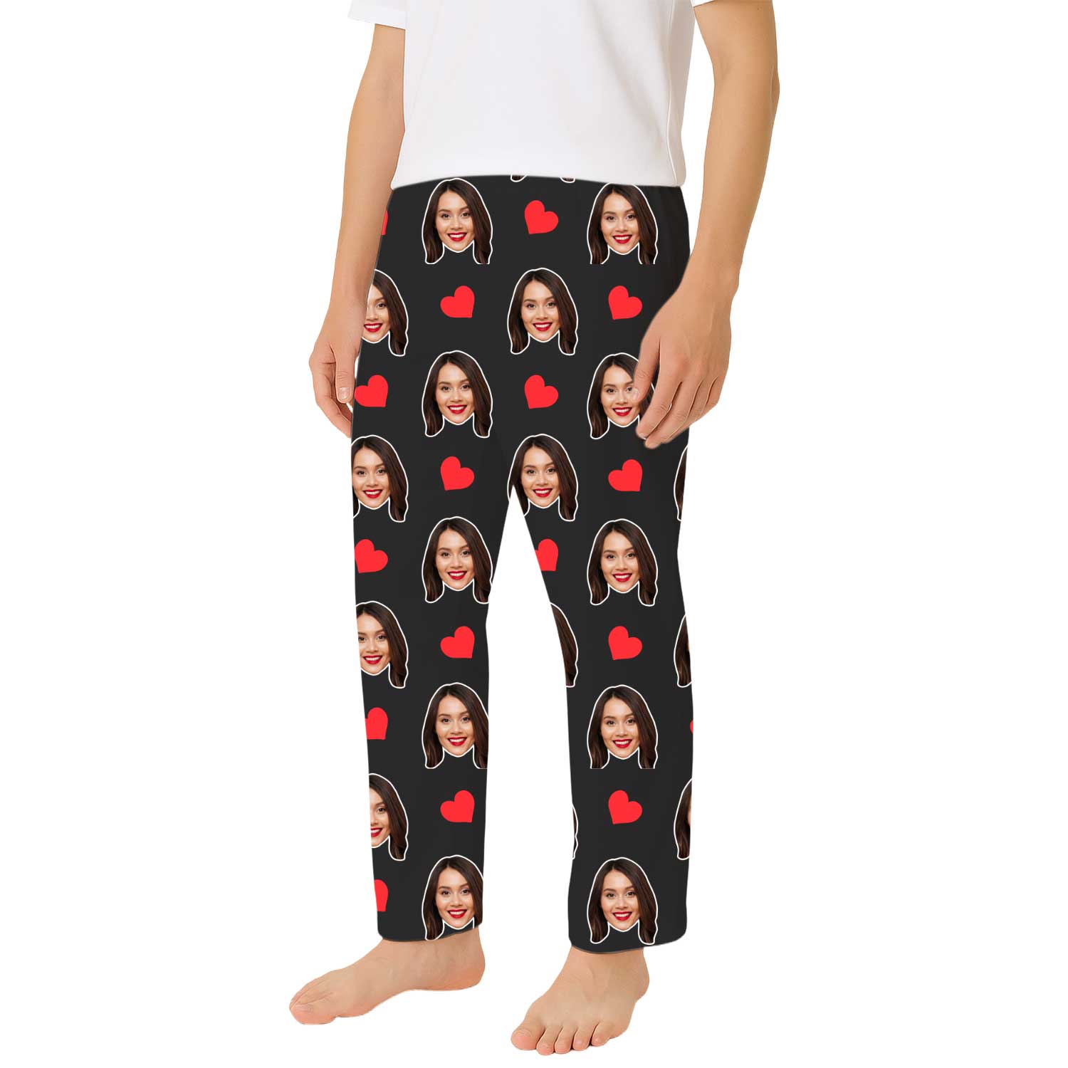 Men's Love Hearts Personalised PJ Bottoms