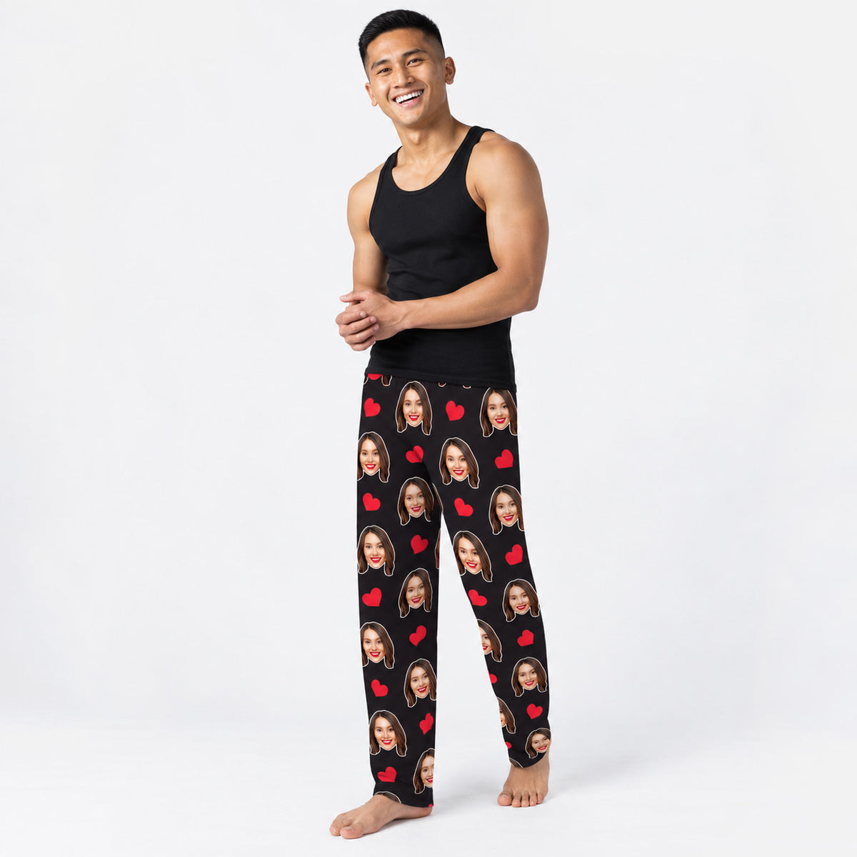 Men's Love Hearts Personalised PJ Bottoms