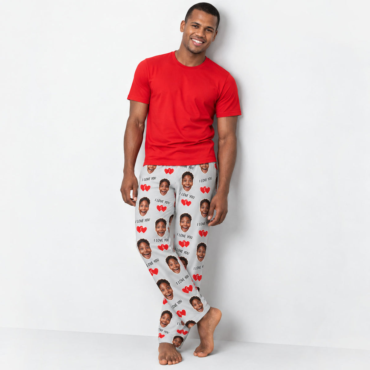 Men's I Love You Personalised PJ Bottoms