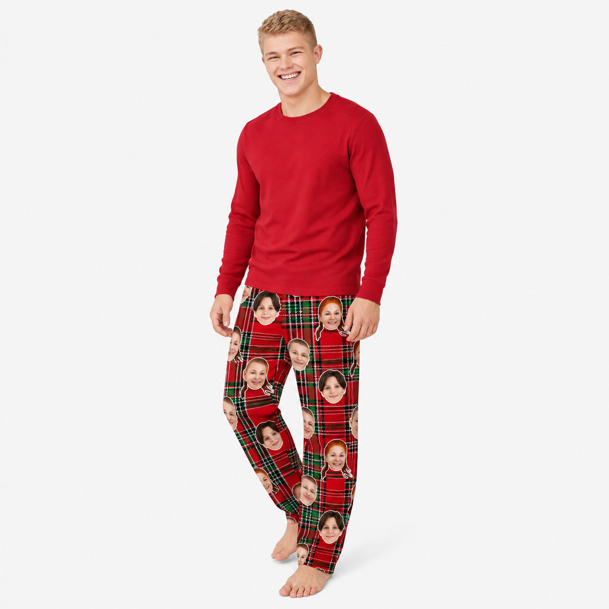 Men's Red Tartan Personalised PJ Bottoms