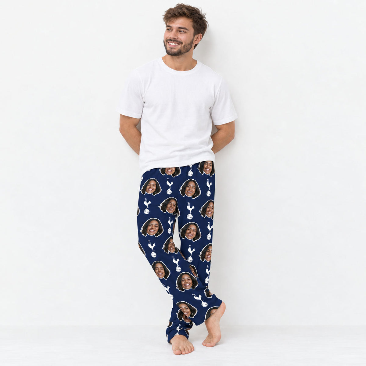 Spurs Navy Men's Personalised PJ Bottoms