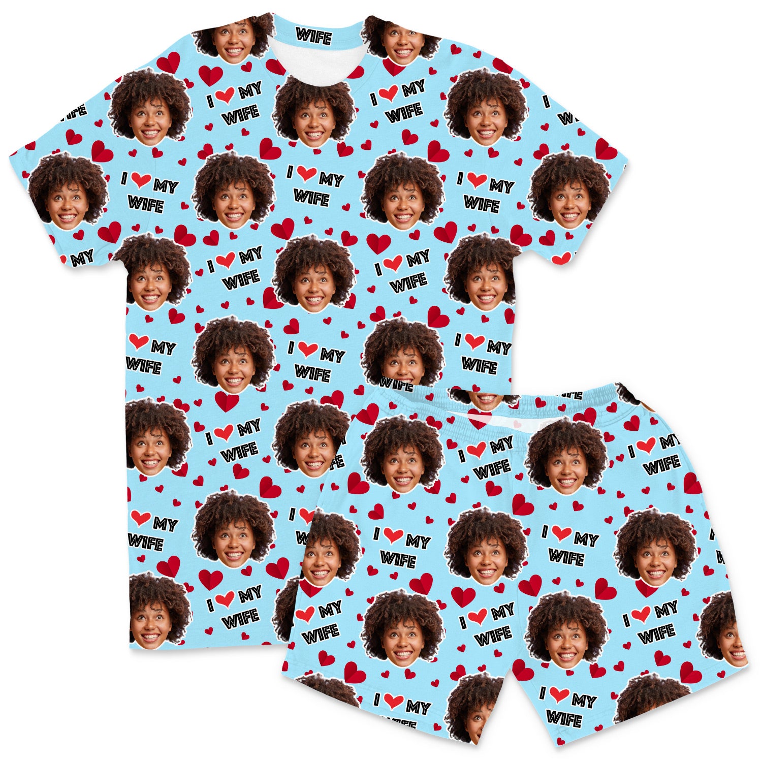 I Love My Wife Custom Men's PJ Shorts Set