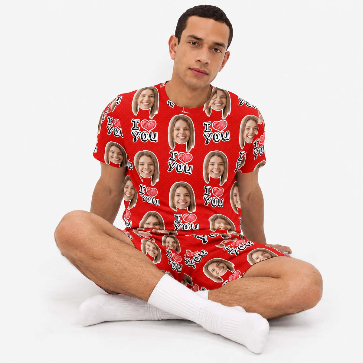 Men's I Heart You Personalised PJs - Shorts Set