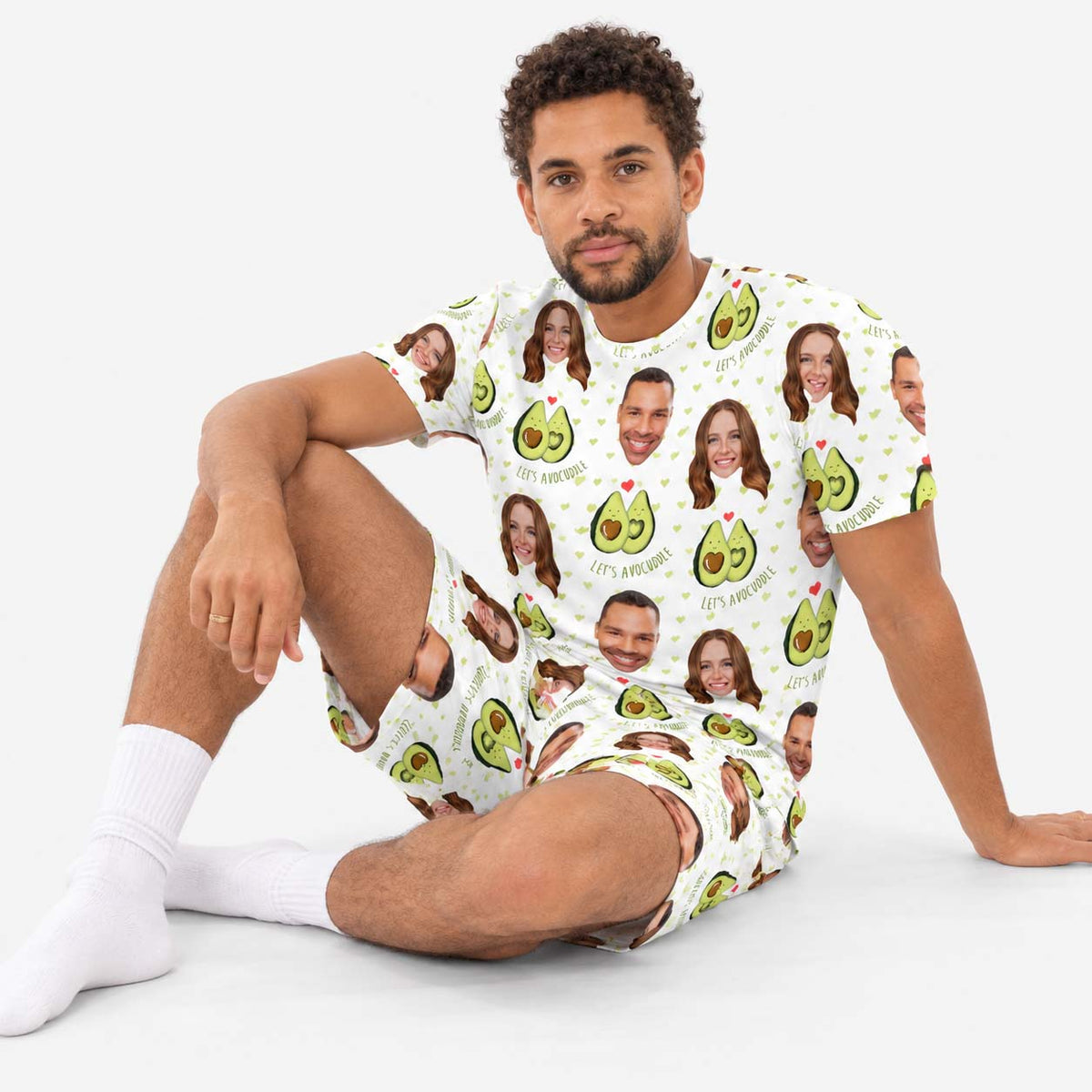 Men's Let's Avocuddle Personalised PJs - Shorts Set