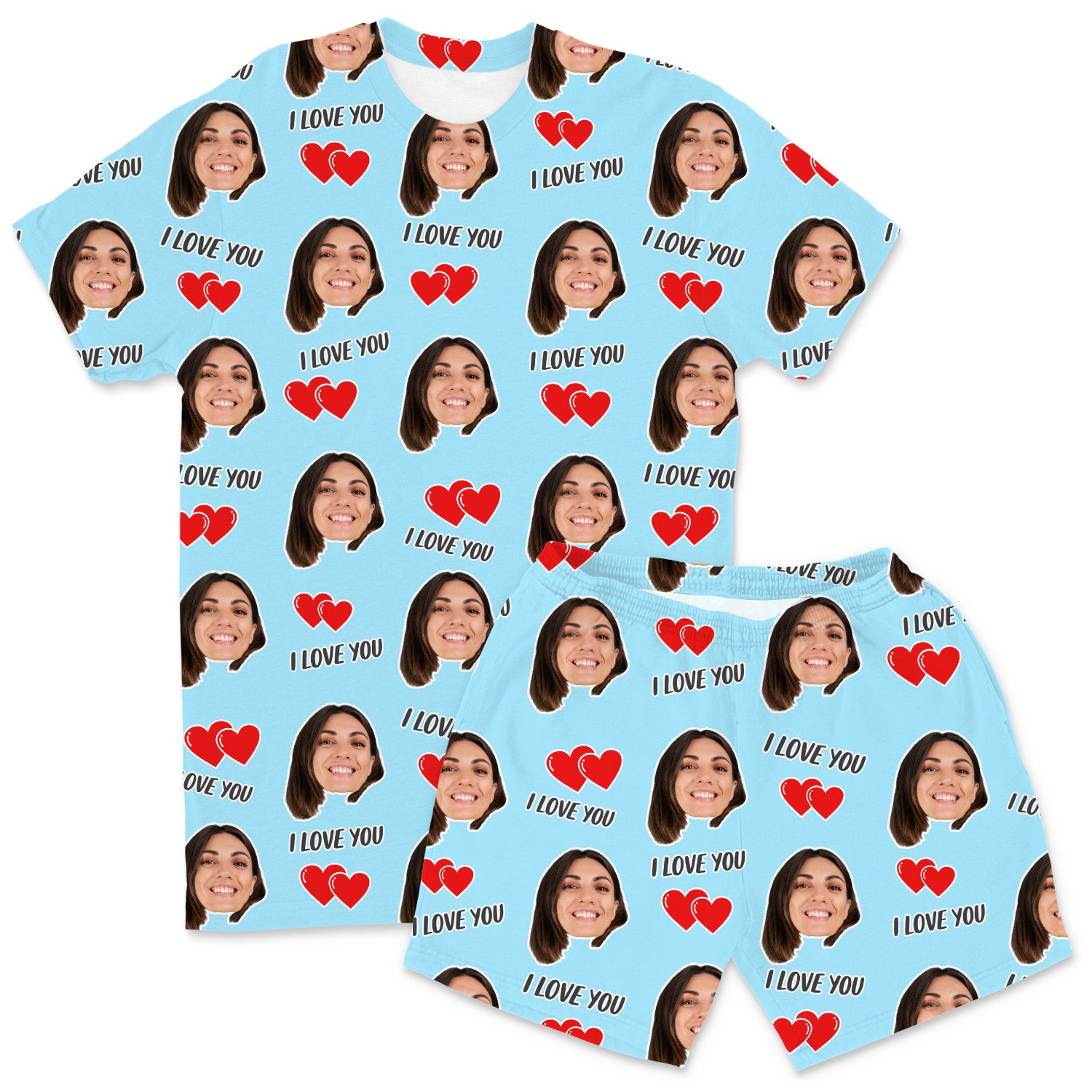 I Love You Custom Men's PJ Shorts Set