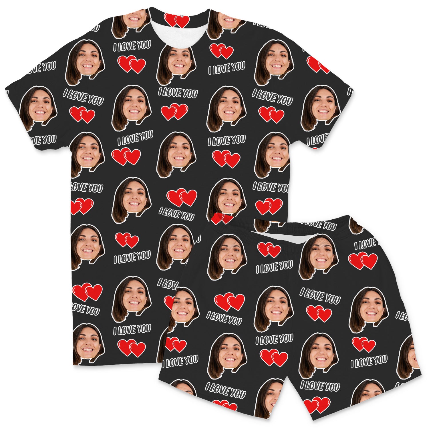 Men's I Love You Personalised PJs - Shorts Set