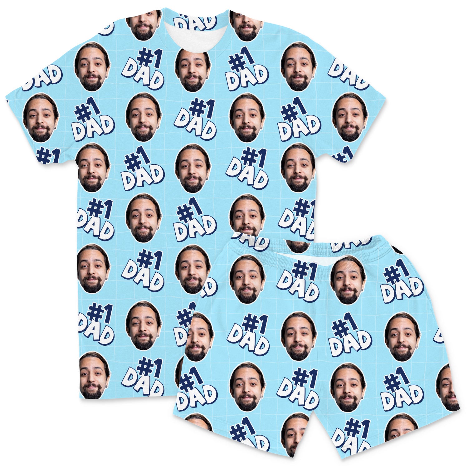Men's Number 1 Dad Personalised PJs - Shorts Set