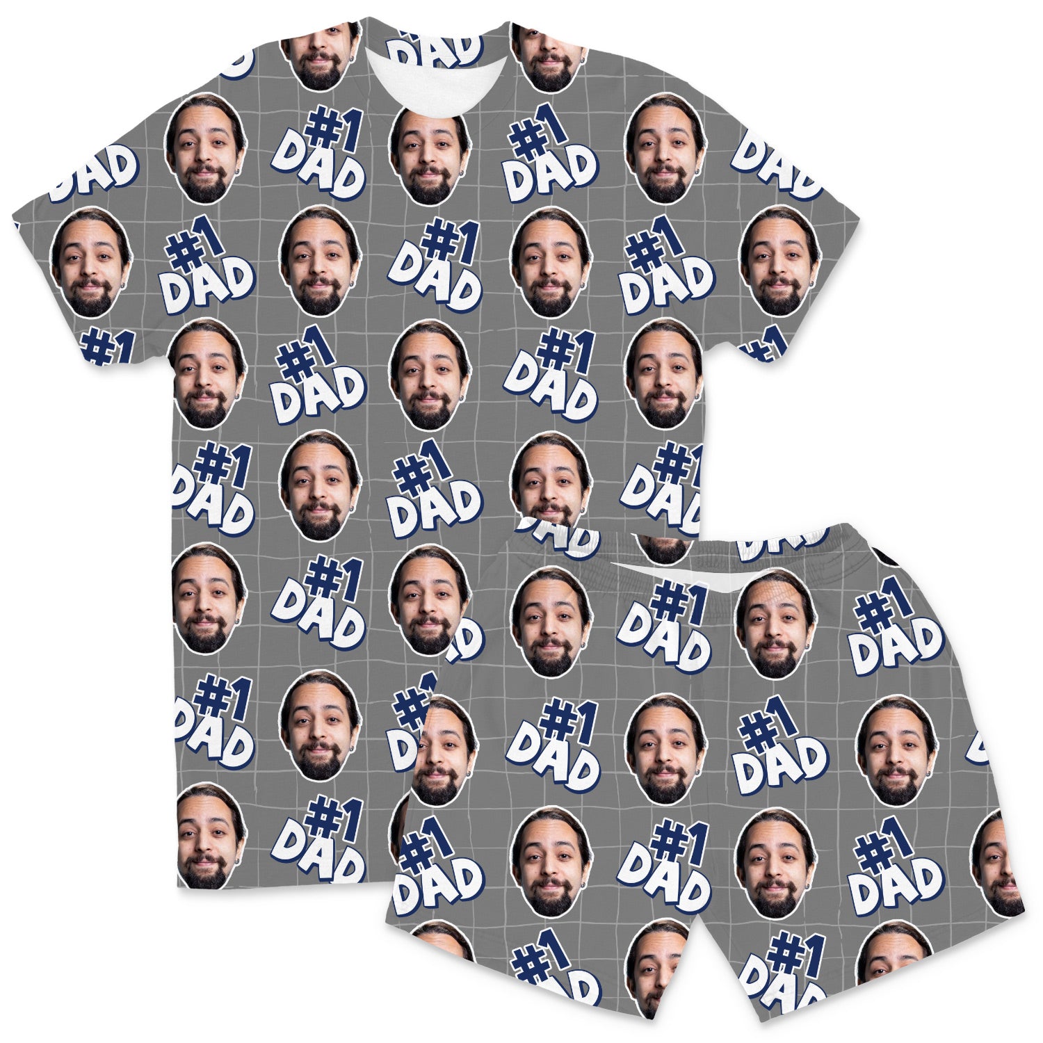Men's Number 1 Dad Personalised PJs - Shorts Set
