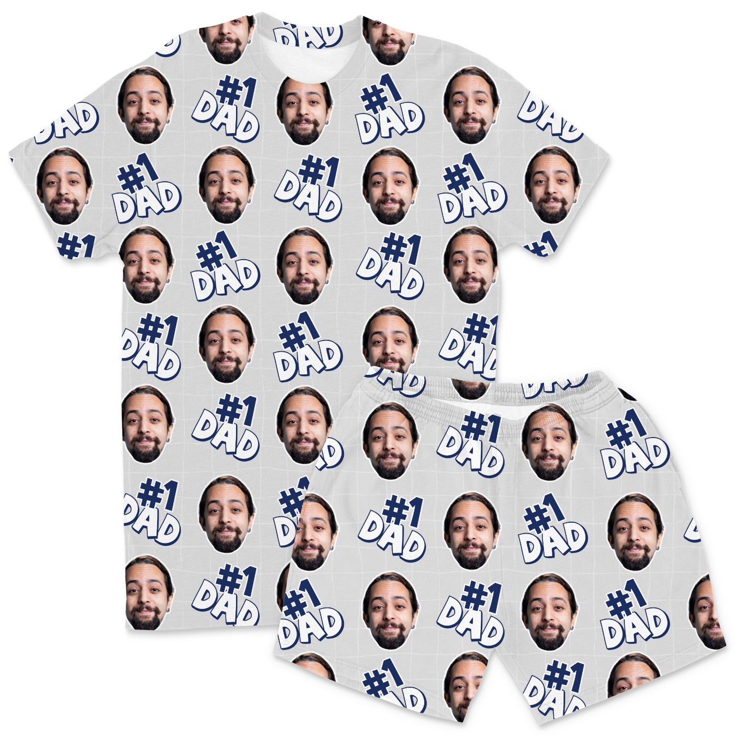 Men's Number 1 Dad Personalised PJs - Shorts Set