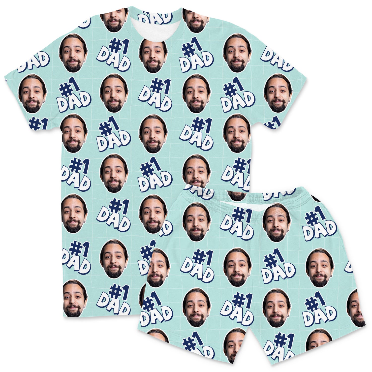Men's Number 1 Dad Personalised PJs - Shorts Set