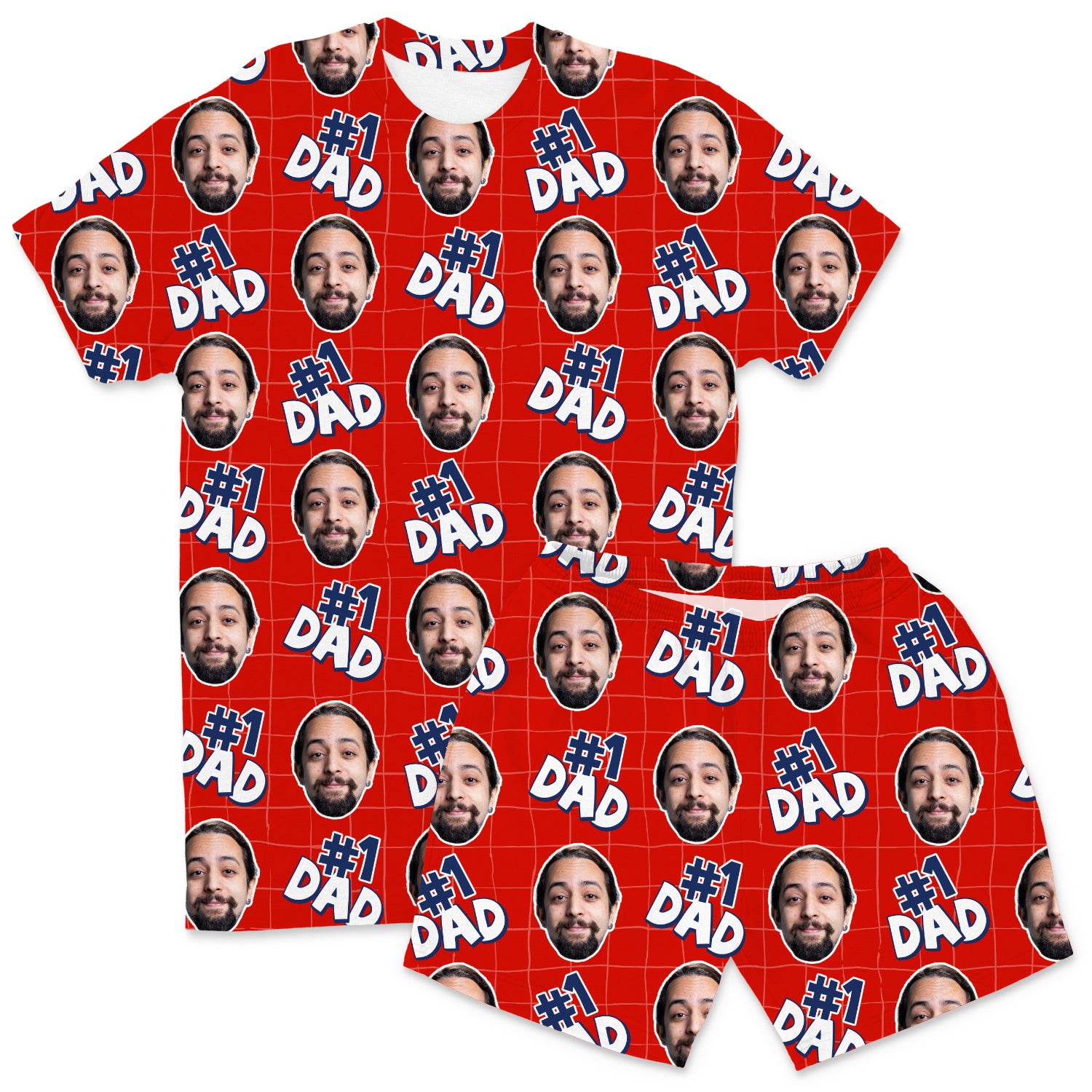 Men's Number 1 Dad Personalised PJs - Shorts Set