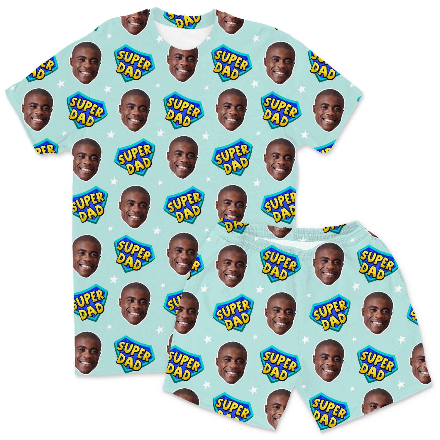 Men's Super Dad Personalised PJs - Shorts Set