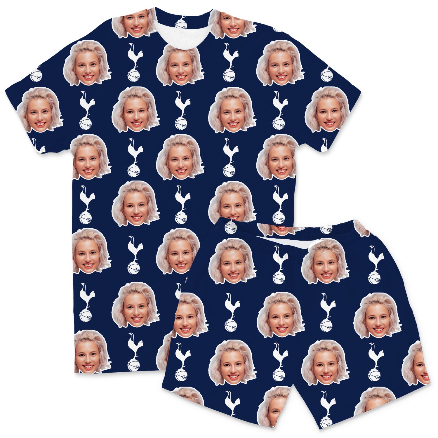 Personalised Men's Pyjamas - Spurs Navy Men's PJ Shorts Set