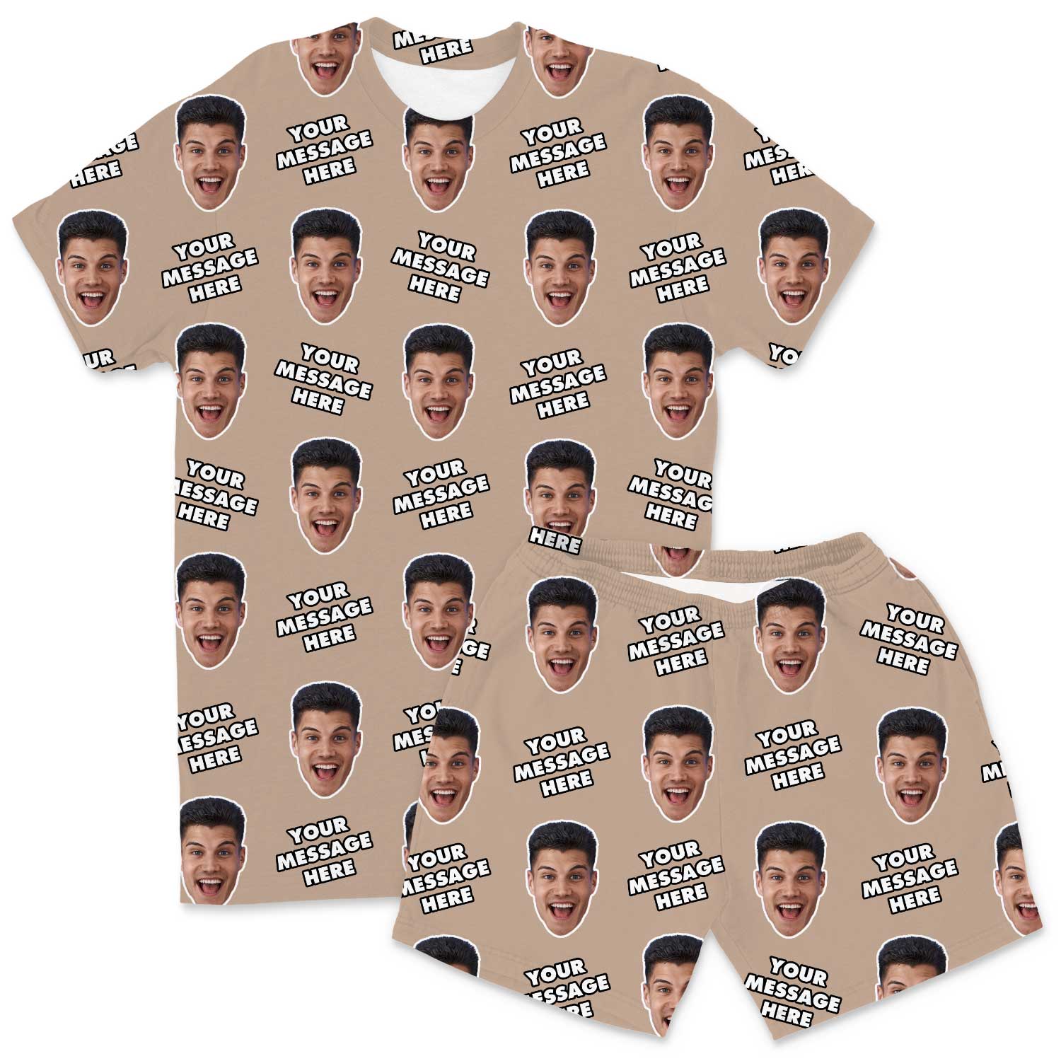 Your Face & Message Men's Personalised PJs - Shorts Set