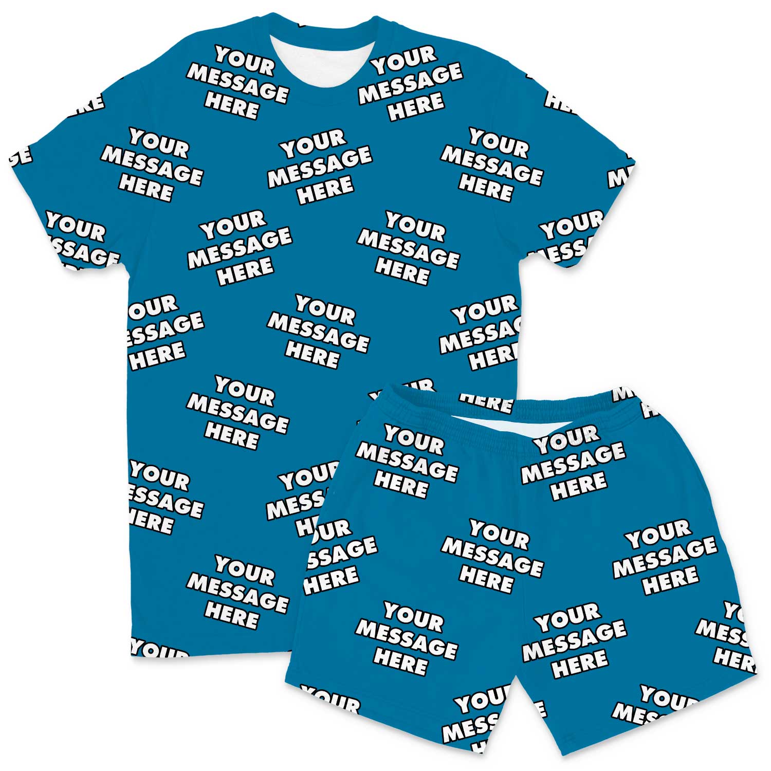 Your Message All Over Men's Personalised PJs - Shorts Set