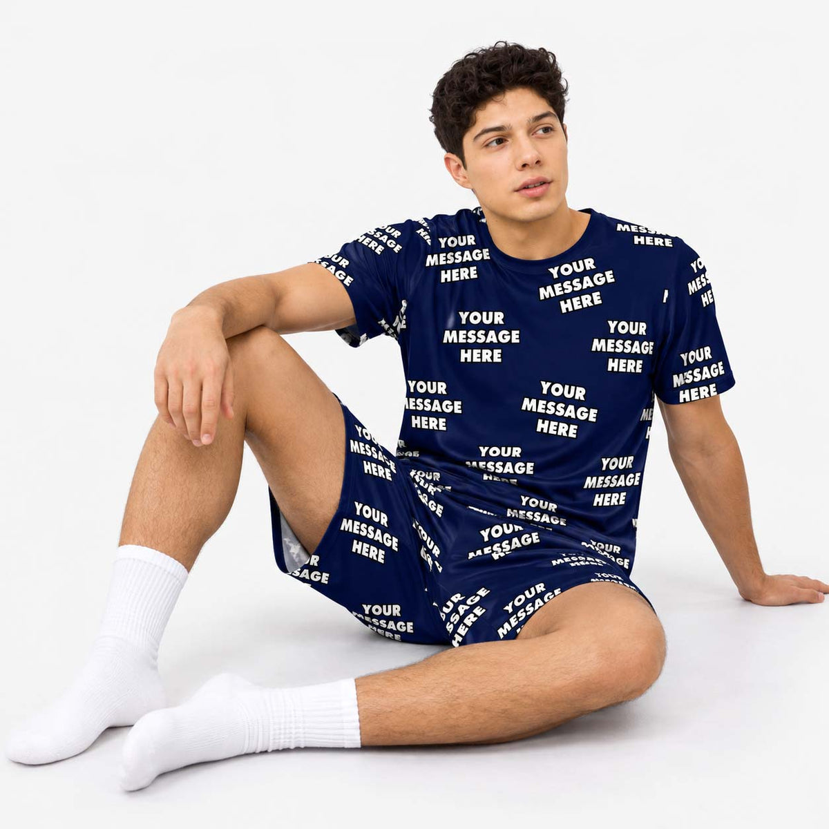 Your Message All Over Men's Personalised PJs - Shorts Set