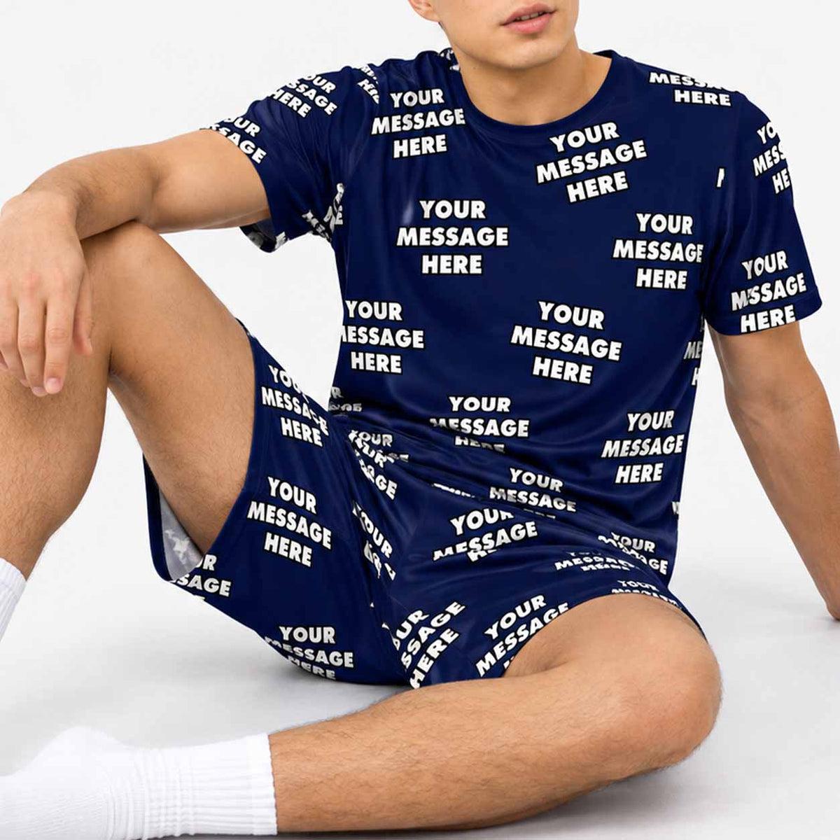 Your Message All Over Men's Personalised PJs - Shorts Set